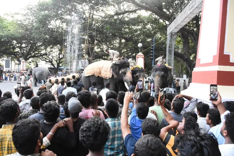 Halts Dasara rehearsal at busy Ayurveda College in Mysuru