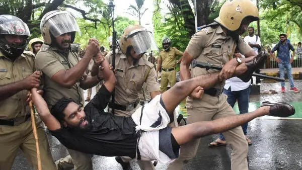 SFI protest turns violent over student suspensions 