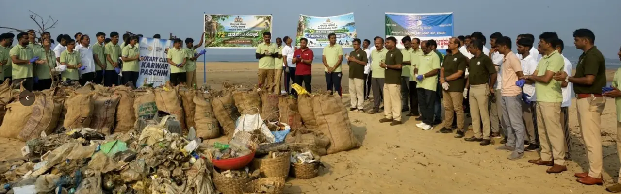Karwar forest team collects plastic waste along coastline