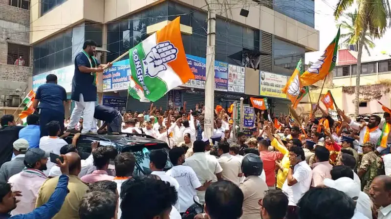 Political tensions escalate near BJP office premises