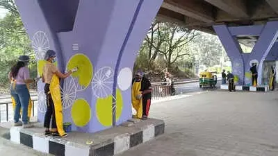 Volunteers clean and paint Agara flyover