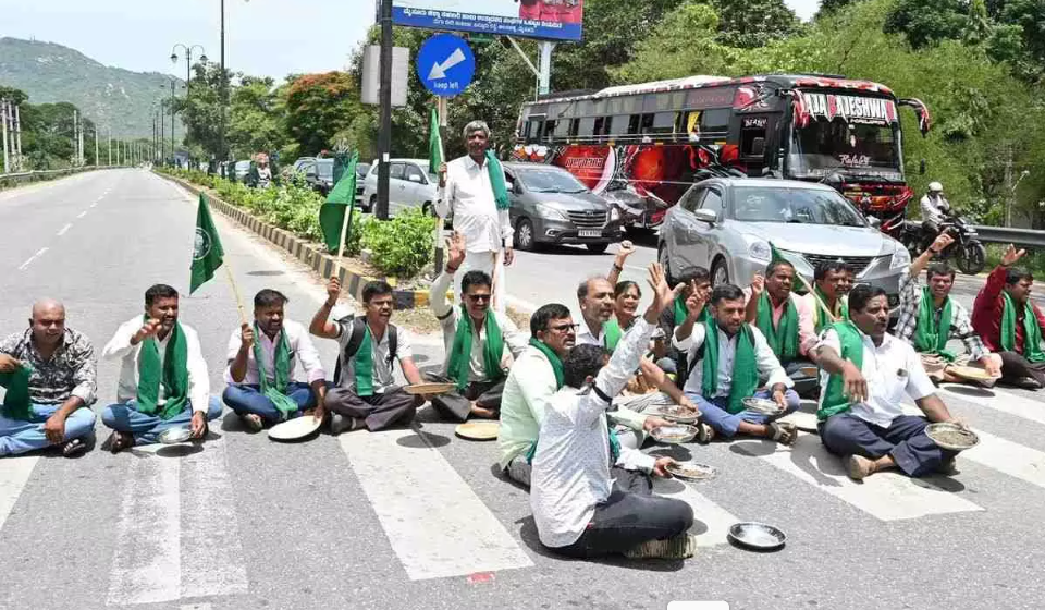 Bidadi farmers announce road blockade, hunger strike